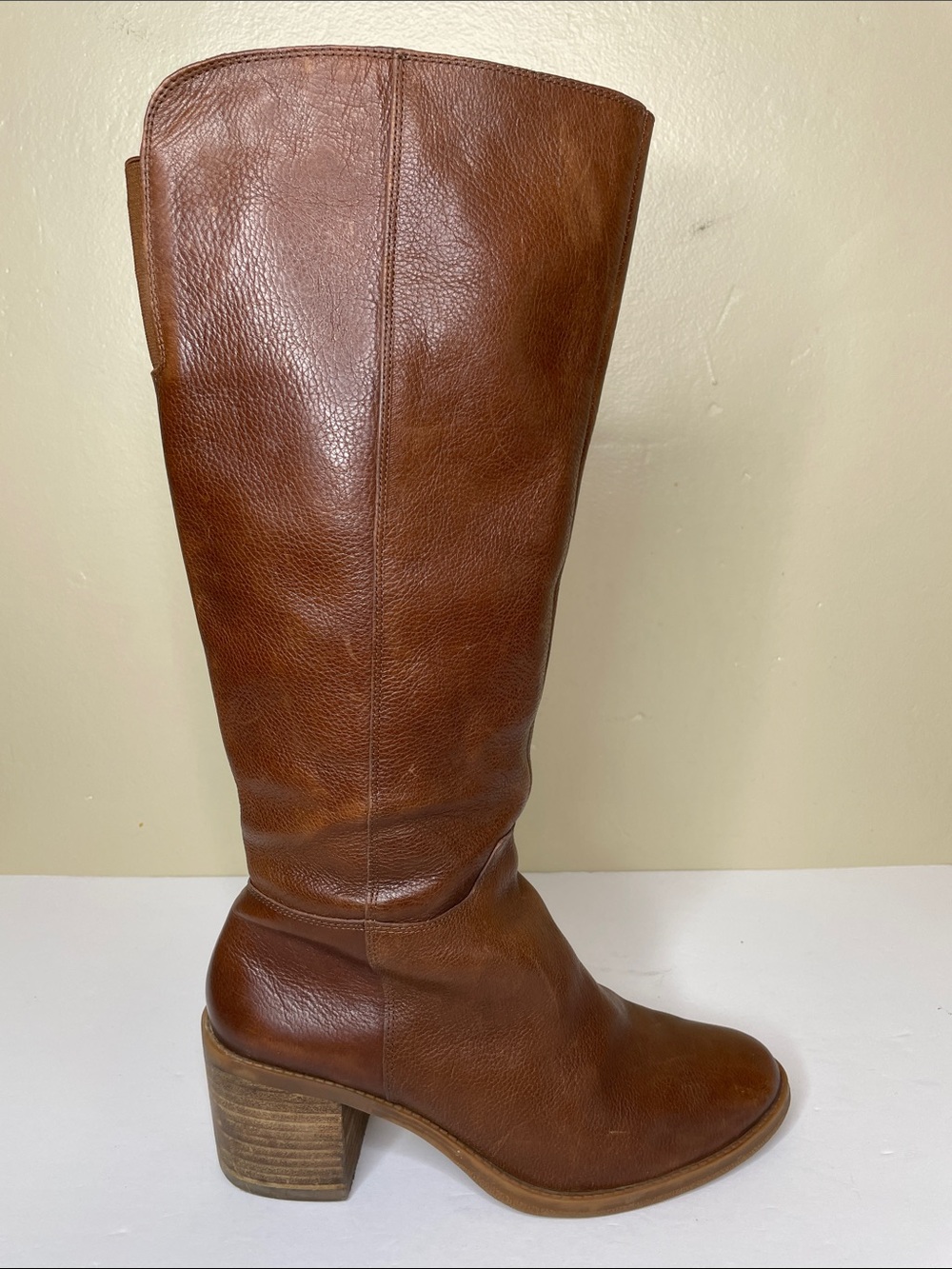LUCKY BRAND Brown Leather RITTEN Block Heel Boho Rustic Tall Boots 10M